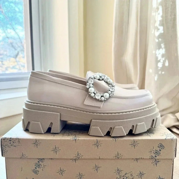 ALOHAS Shoes - ALOHAS Trailblazer Leather Platform Loafers Pearl US 7 / EUR 38